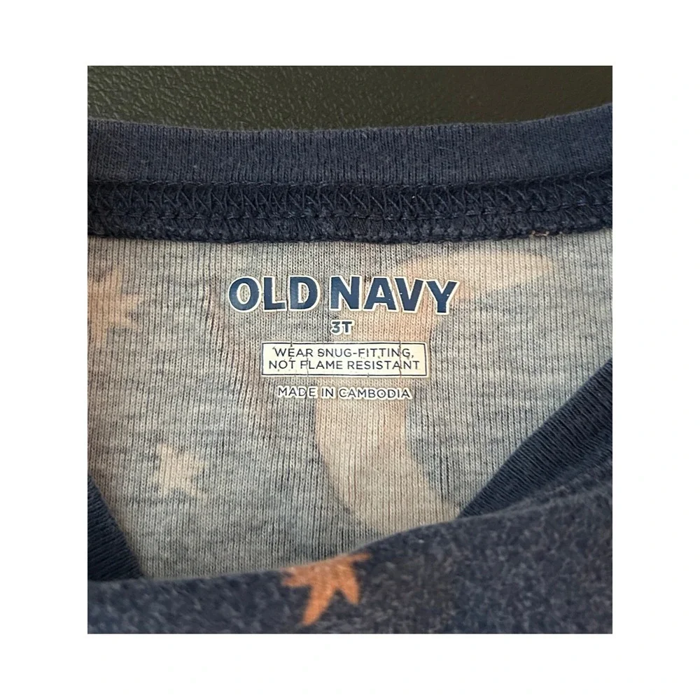 Old Navy Toddler 3T Pajama Top Navy Blue Moon Star Celestial Long Sleeve 1347